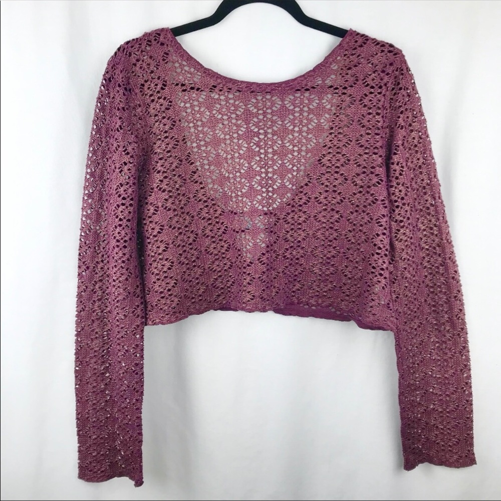 FREE PEOPLE Mauve Crochet Crop Top- Size L